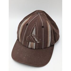 Quiksilver Hat Mens Brown Striped Snapback Logo Embroidered Y2K Surf Skate Cap